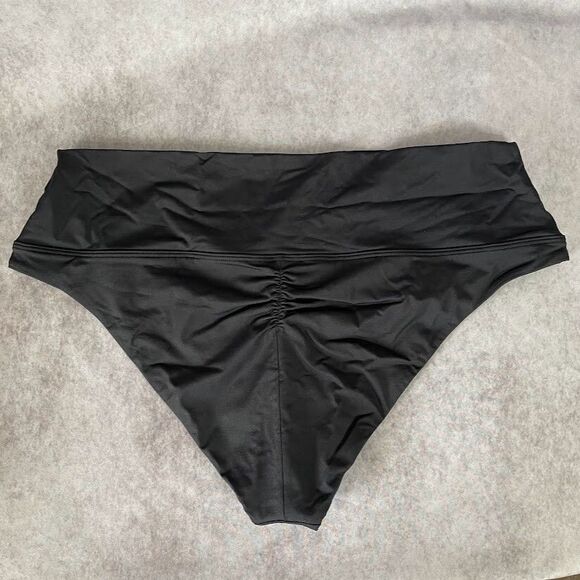 prAna Bikini Bottom Women Size XL Black High Rise High Leg Scrunch Butt Swimwear - Picture 5 of 14